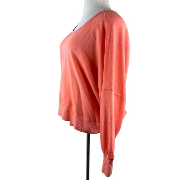 Free People Back It Up Oversized Sweatshirt Open Back Pullover Orange Medium - Picture 9 of 11
